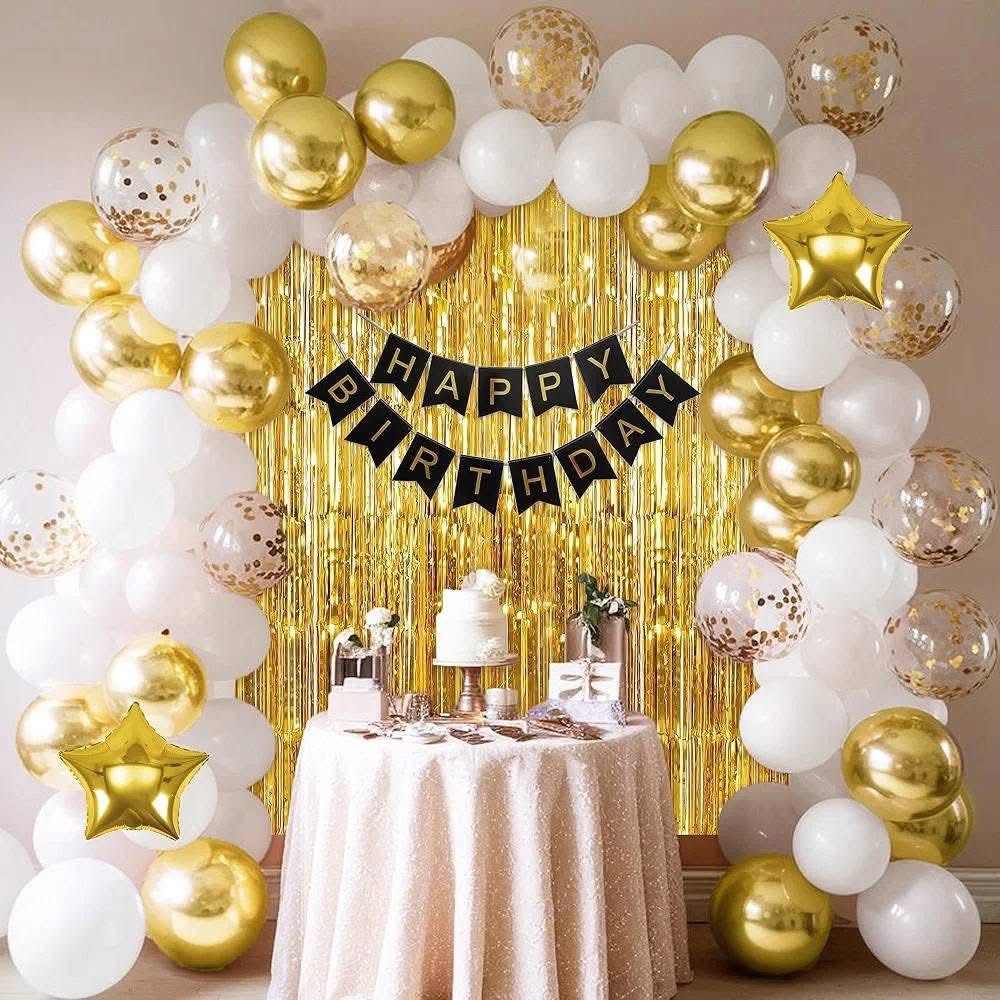 Golden & White Birthday Decoration HBD0040