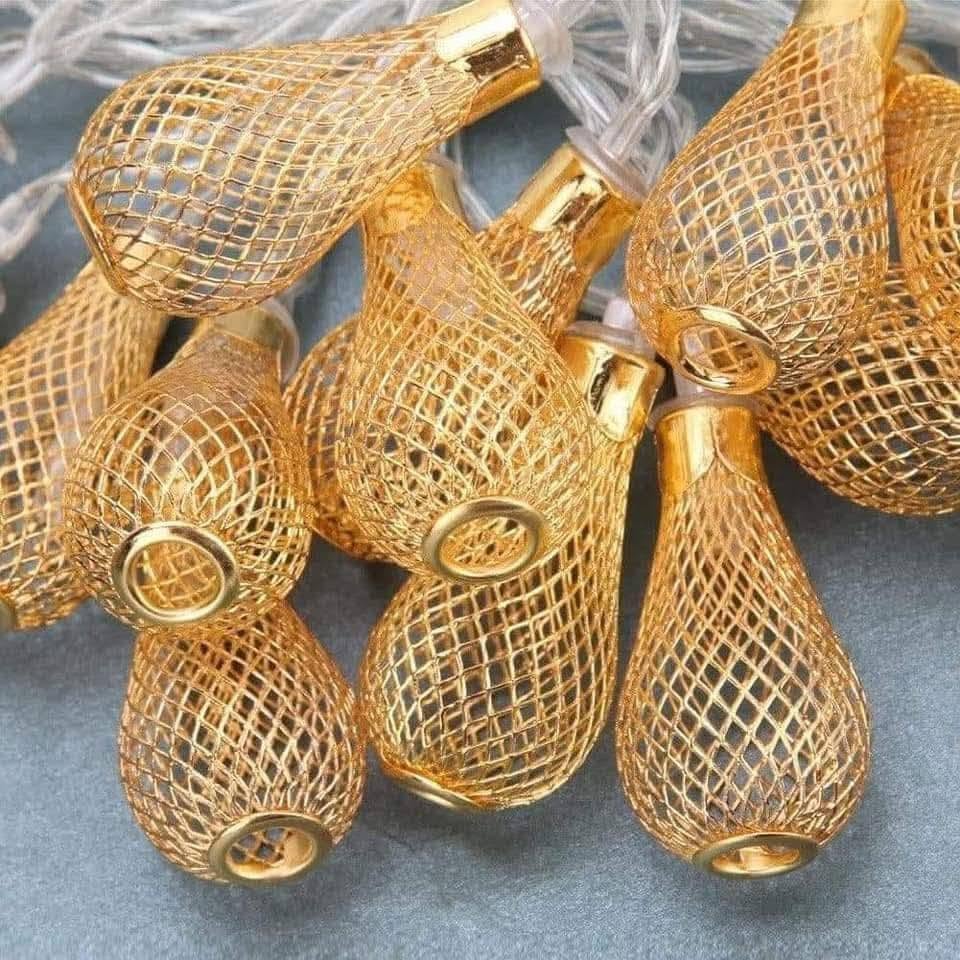 Metal bulb shape string fairy light golden