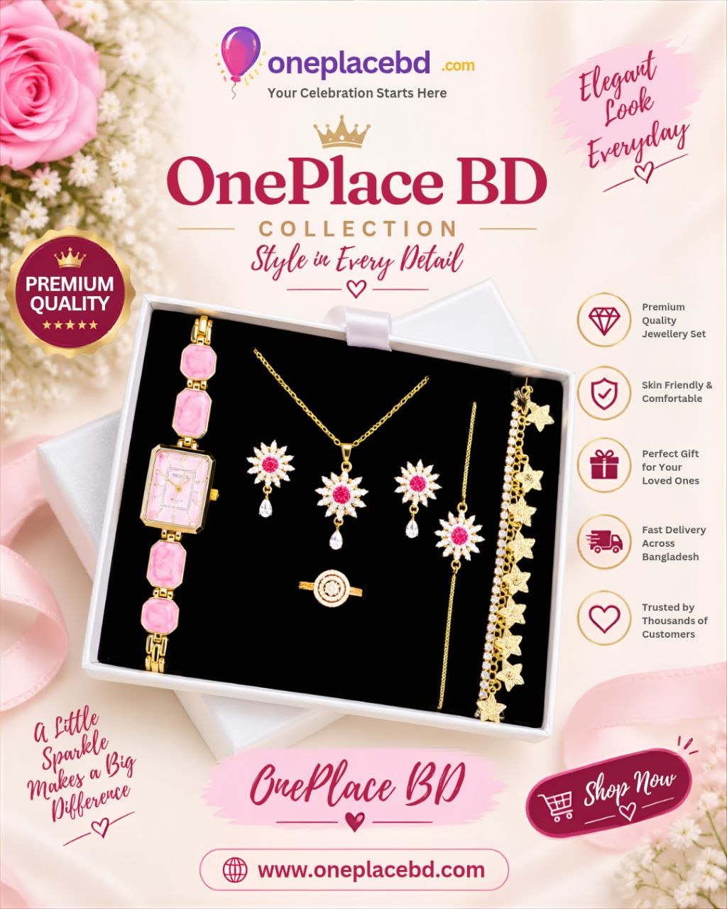 Luxury Pink Glamour 6-in-1 Combo Set