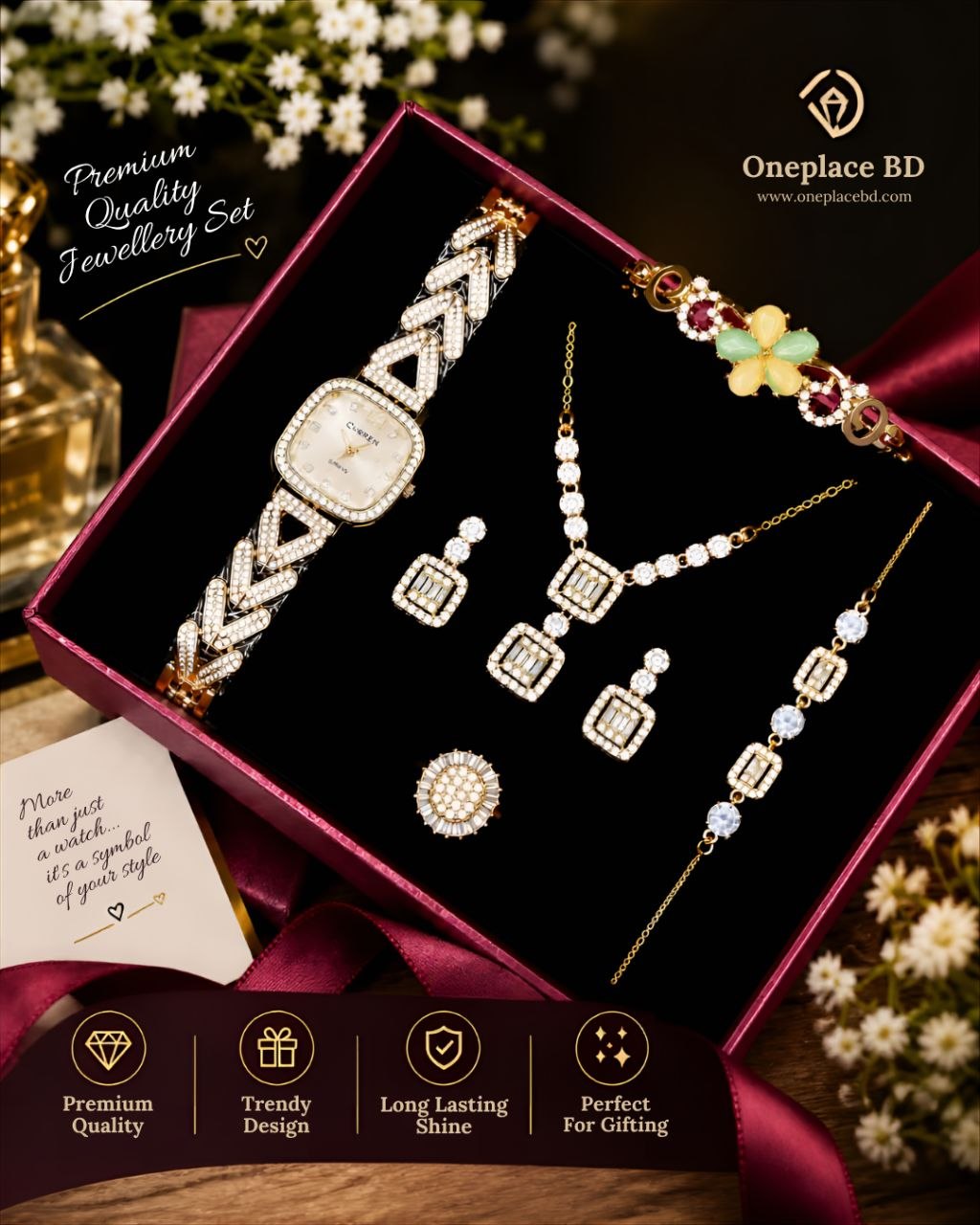 Royal Crystal Square-Cut Jewelry Combo Box
